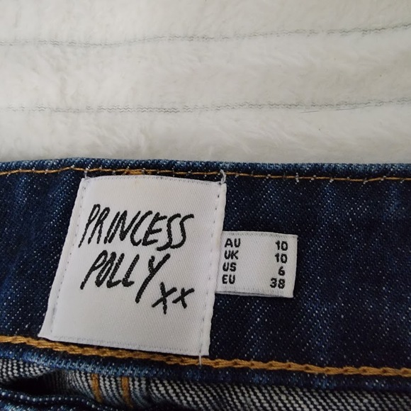 Princess Polly High Rise Straight Jeans Women 6 Dark Wash Recycled Cotton Eco - Picture 4 of 12